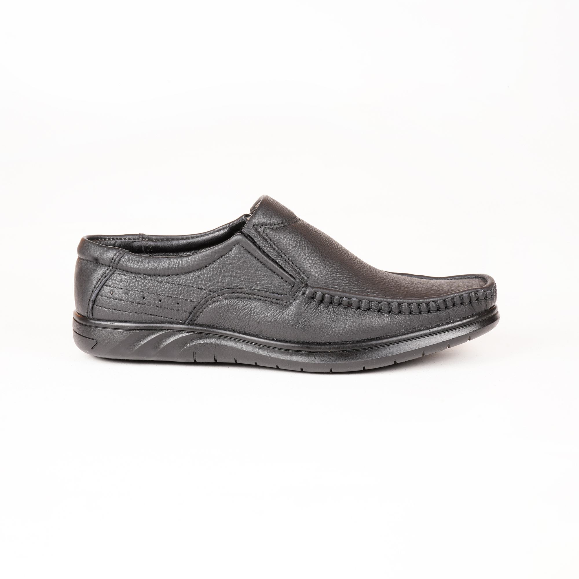 Run Shoes Black Leather Slip-on Loafers for Men (3041) - Image 6