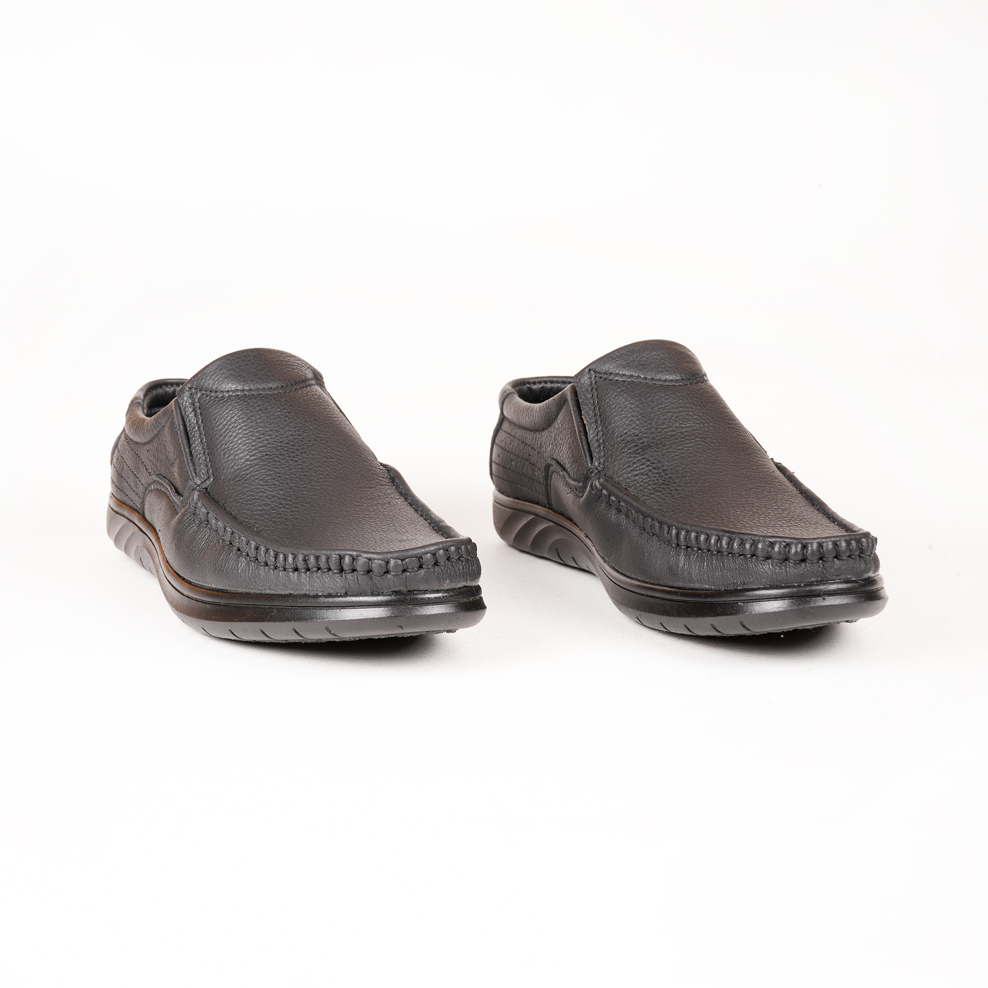 Run Shoes Black Leather Slip-on Loafers for Men (3041) - Image 3