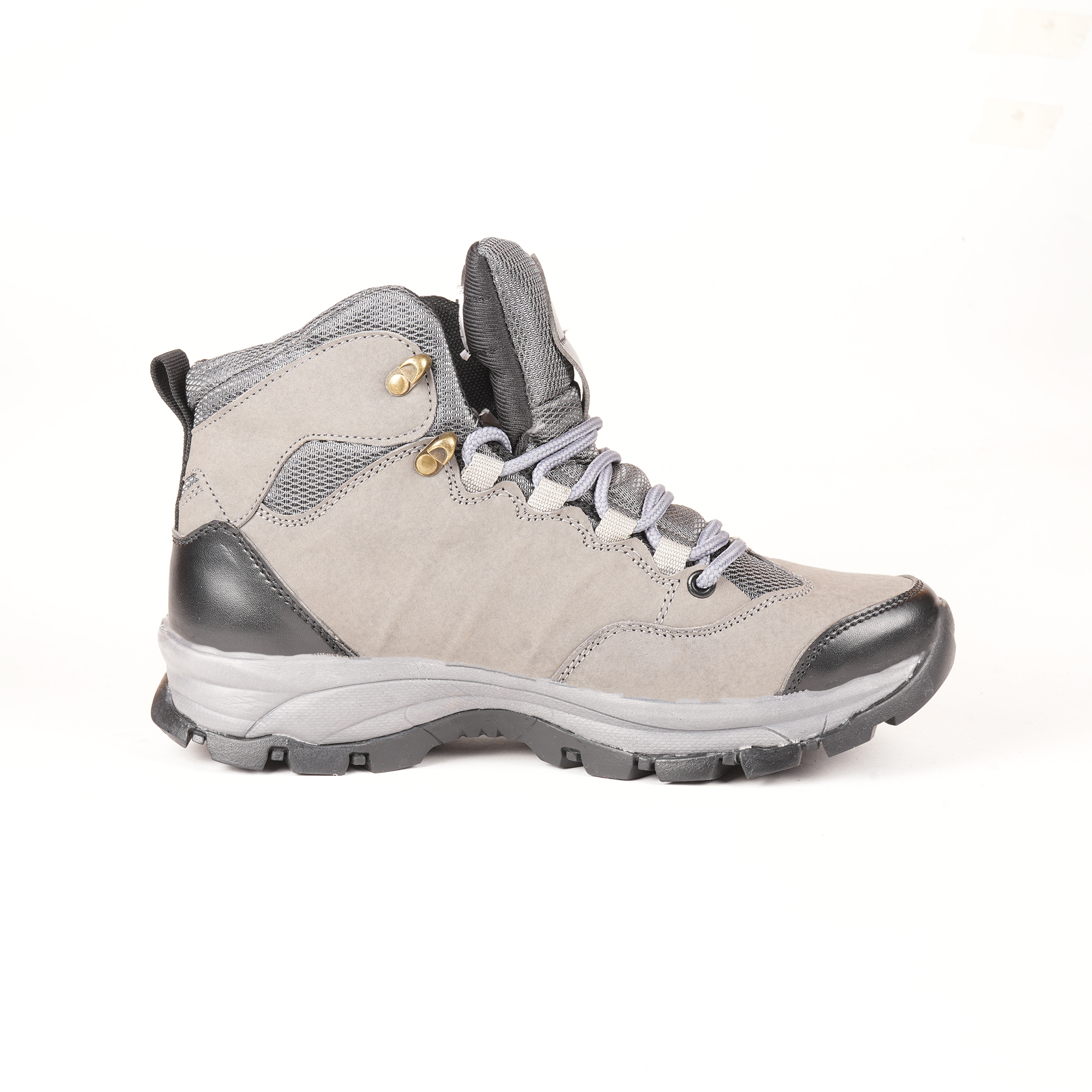 Run Shoes Grey & Black Lace-up Trekking Boots for Men - Image 3