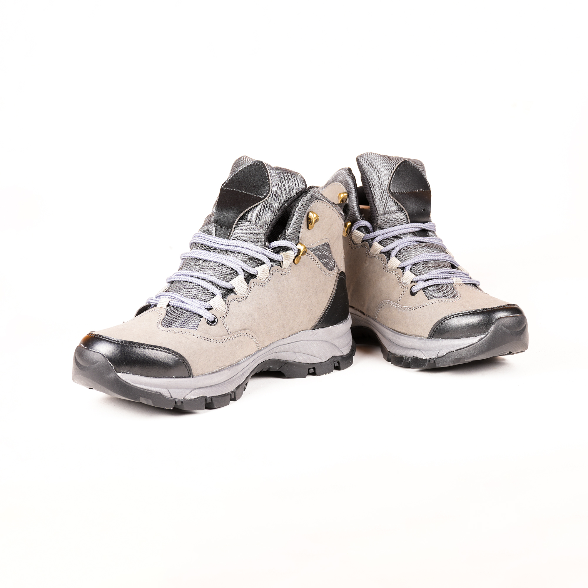 Run Shoes Grey & Black Lace-up Trekking Boots for Men – Durable, high-performance trekking boots designed for tough terrains and outdoor adventures.