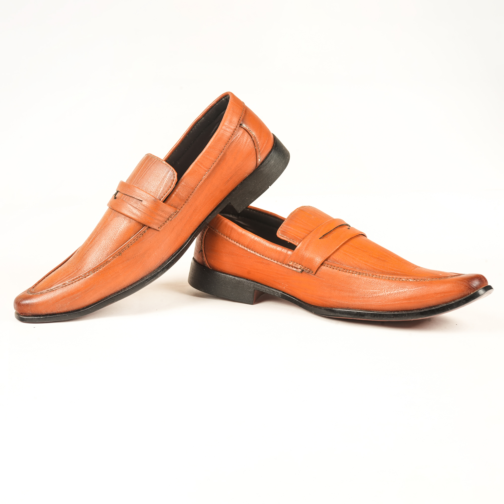 Run Shoes Tan Leather Slip-on Formal Loafers for Men (2241)