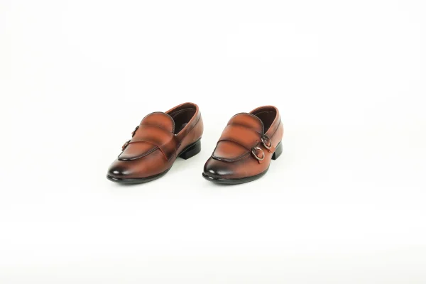 Run Shoes Men's Formal Double Monk Strap Loafers - Brown - Image 2