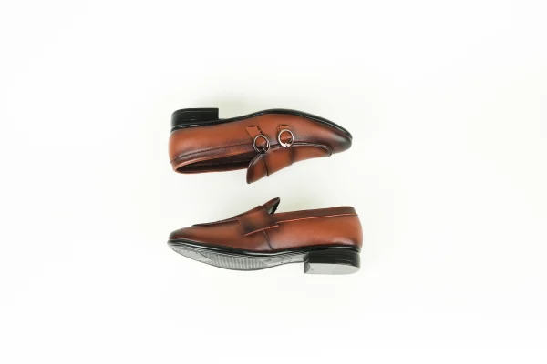 Run Shoes Men's Formal Double Monk Strap Loafers - Brown - Image 4