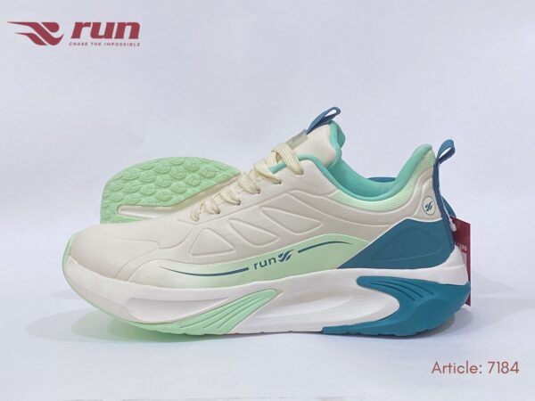 Run Shoes White/Green Sports Shoes for Men (7184)