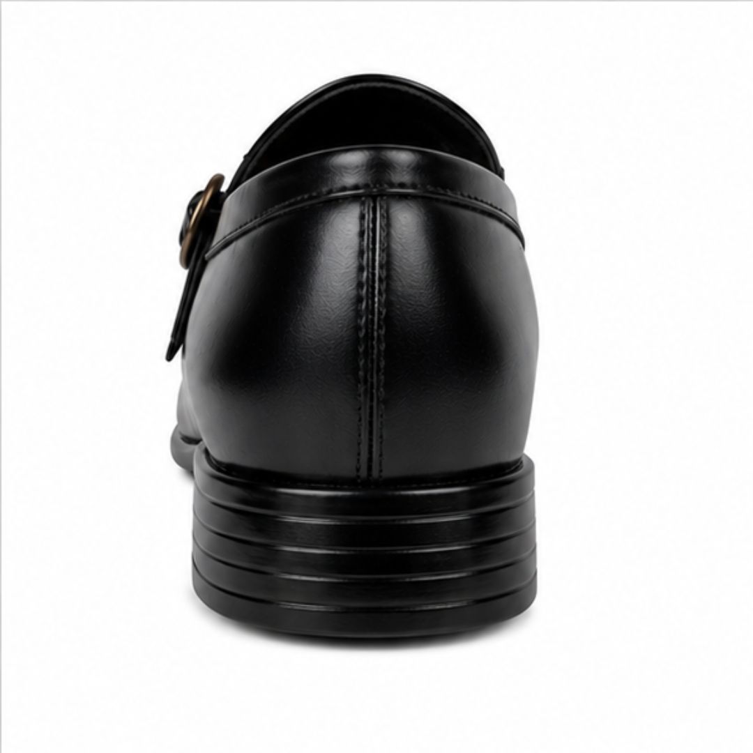 Run Shoes Double Buckle Black Loafers (2389) - Image 3