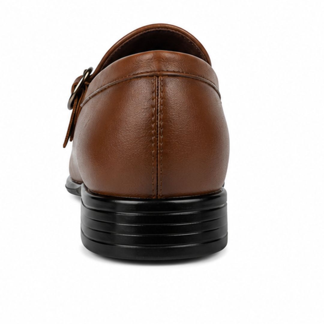 Run Shoes Double Buckle Coffee Loafers (2389) - Image 3