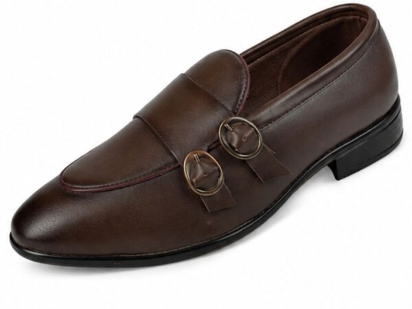 Run Shoes Double Buckle Brown Loafers (2389)