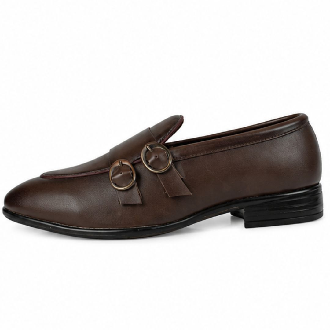 Run Shoes Double Buckle Brown Loafers (2389) - Image 2